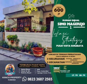 Rumah Dijual Simo Magerejo 1: Lokasi Prime, View Gunawangsa Tidar Pusat Surabaya