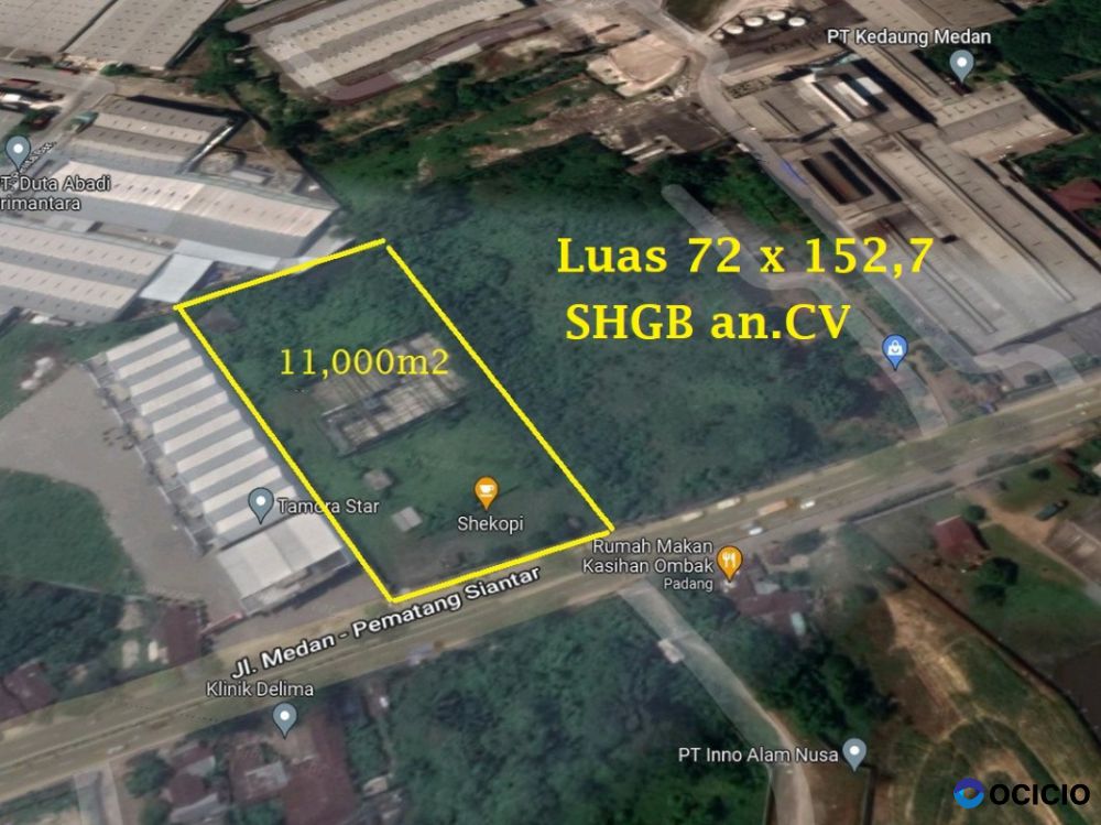 Dijual Tanah Luas 11.000 m² di Pinggir Jalan Jl. Medan Pematang Siantar