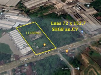 Dijual Tanah Luas 11.000 m² di Pinggir Jalan Jl. Medan Pematang Siantar