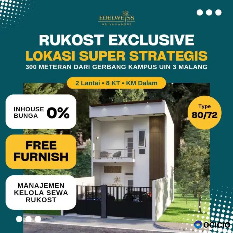 Rumah kos exlusive dekat kampus negri