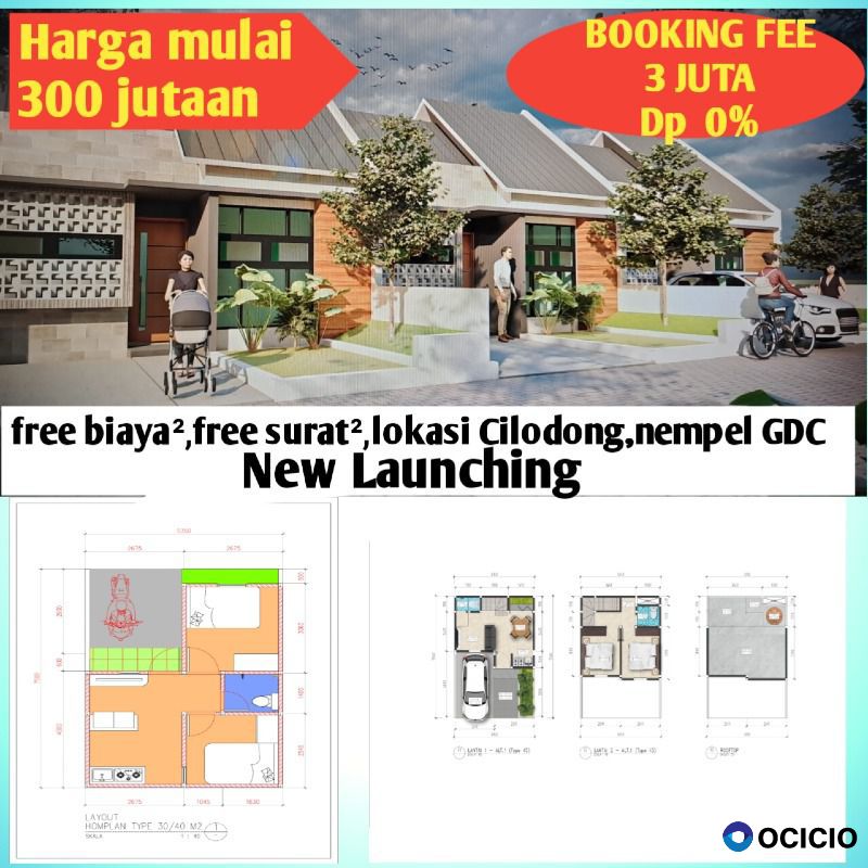 Jual rumah harga 300jutaan Cilodong depok