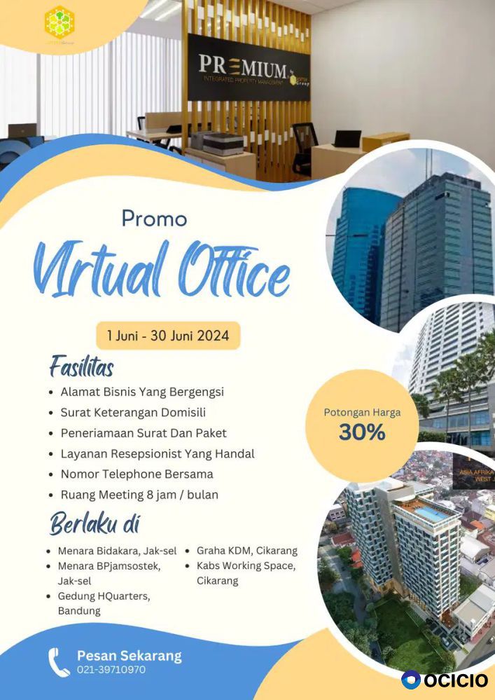 Virtual Office free Ruang Meeting di pusat Bisnis Jakarta