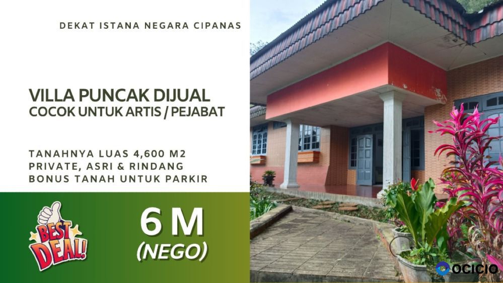Villa Puncak Dijual Dekat Istana Negara Cipanas
