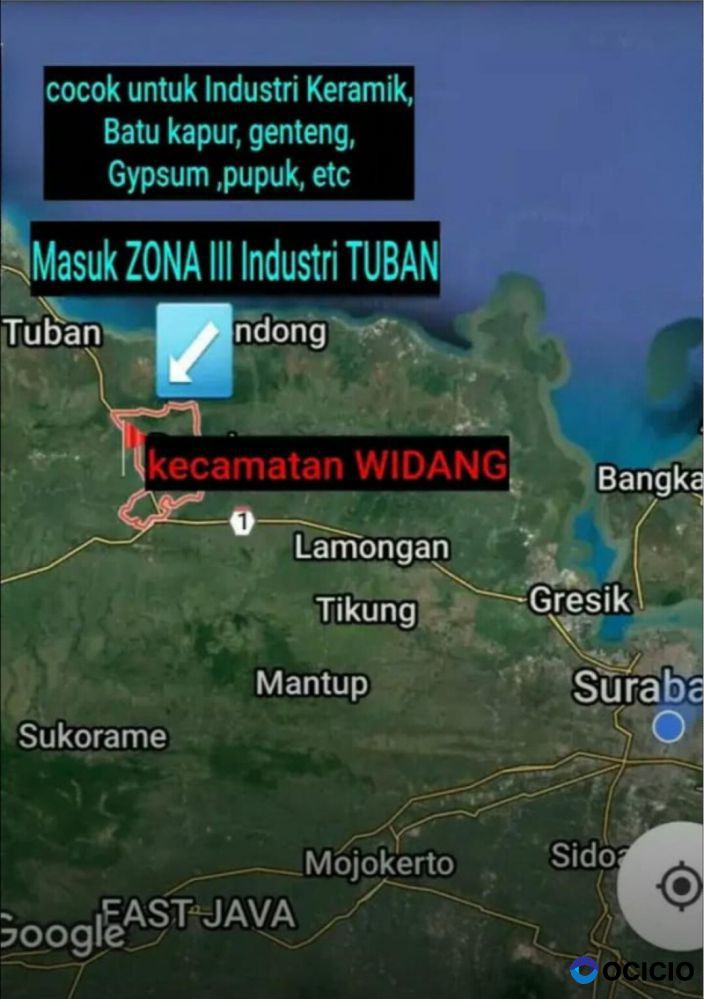 Dijual Tanah Industri di Jalan Raya Tuban-Babat, Kecamatan Widang, Jawa Timur