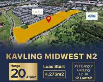 Dijual Kavling Komersial BSD City, Kavling Midwest N2, Jln BSD Boulevard Utara