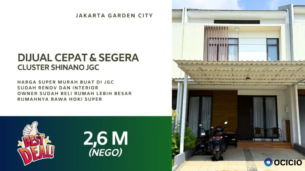 Rumah Dijual Cepat Harga Banting Jakarta Garden City Cluster Shinano
