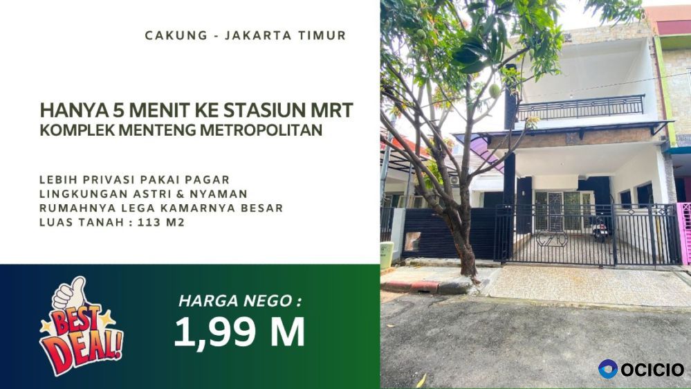 Rumah Dijual Menteng Metropolitan Cakung Jakarta Timur