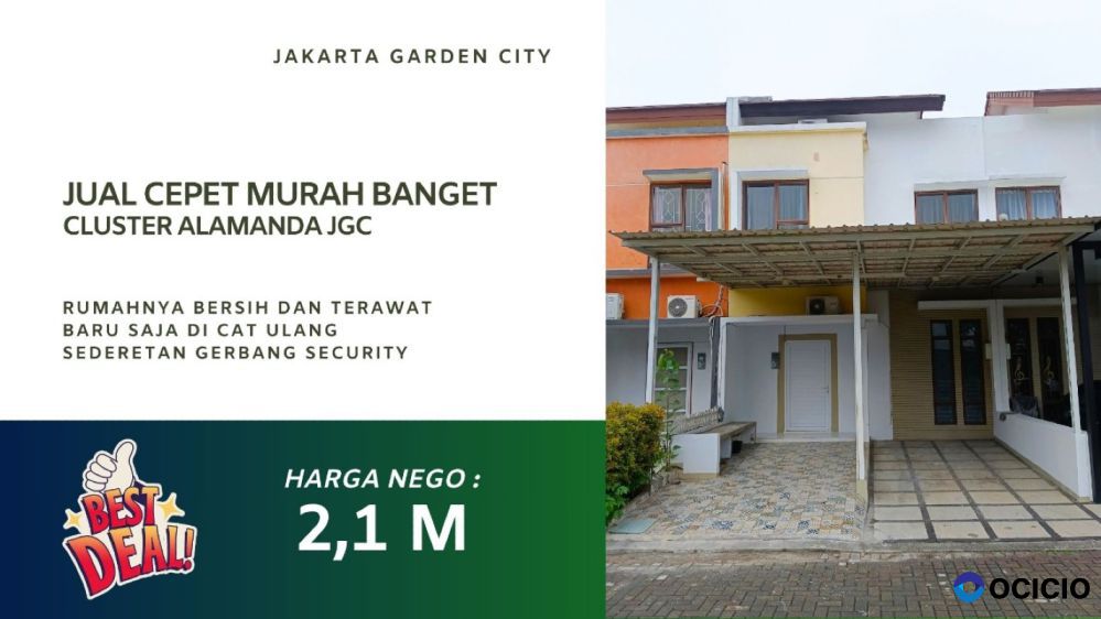 Rumah Dijual Cepat  Cluster Alamanda Jakarta Garden City