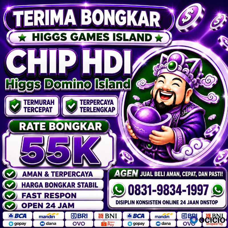 TERIMA BONGKAR CHIP HDI HIGGS DOMINO ISLAND JUAL BELI CHIP HDI WA 083198341997