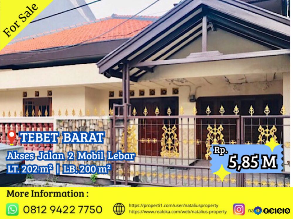 Dijual Rumah Tebet Barat Lokasi Sangat Strategis Nyaman Jalan 2 Mobil Lebar