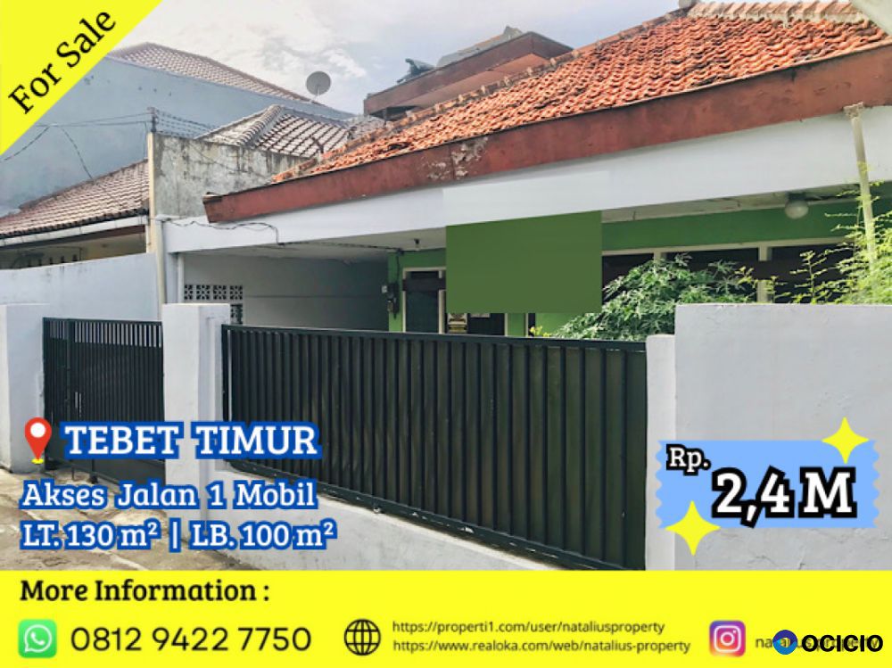 Dijual Rumah Tebet Hitung Tanah Lokasi Strategis Jalan 1 Mobil (BU)