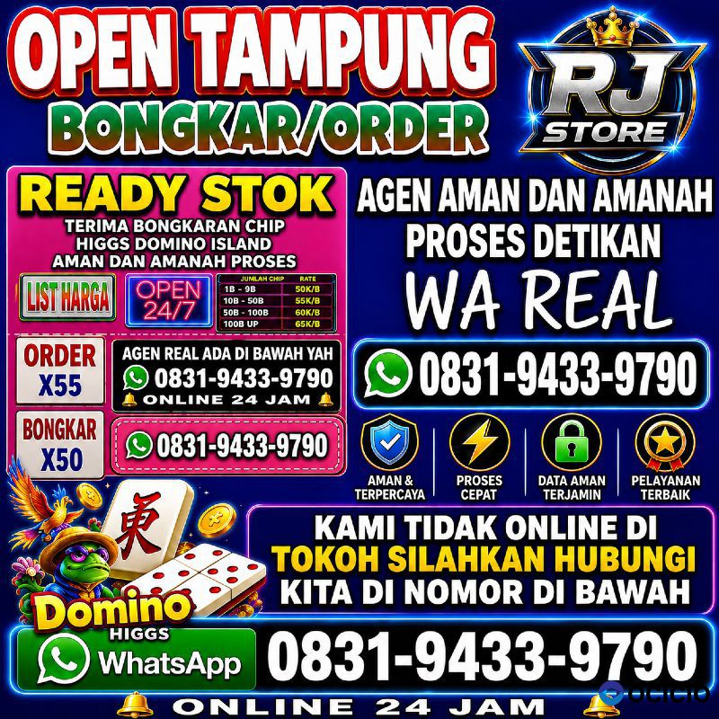 KHUSUS TERIMA BONGKAR CHIP DOMINO ISLAND HIGGS 🔥 BUKA 24JAM WA:0831-9433-9790