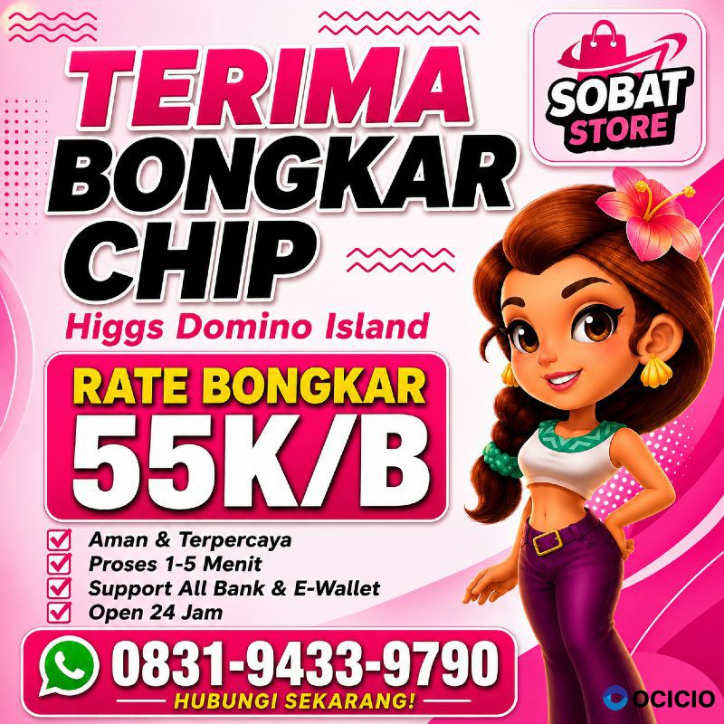 KHUSUS TERIMA BONGKAR CHIP DOMINO ISLAND HIGGS 🔥 BUKA 24JAM WA:0831-9433-9790