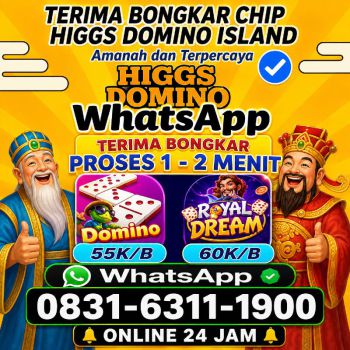 KHUSUS TERIMA BONGKAR CHIP DOMINO ISLAND HIGGS 🔥 BUKA 24JAM WA:0831-6311-1900