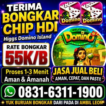 TERIMA BONGKAR CHIP HDI HIGGS DOMINO ISLAND DAN ROYAL DREAM WA 0831-6311-1900