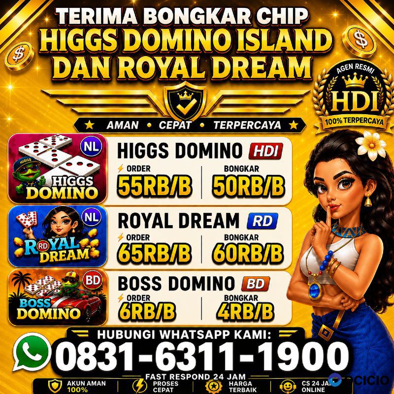 TERIMA BONGKAR CHIP HDI HIGGS DOMINO ISLAND JUAL BELI CHIP HDI WA 083163111900