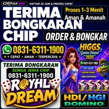 TERIMA BONGKAR CHIP HDI HIGGS DOMINO ISLAND DAN ROYAL DREAM WA 0831-6311-1900