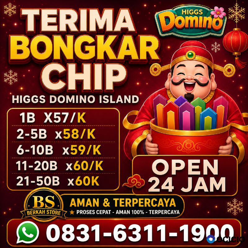 KHUSUS TERIMA BONGKAR CHIP DOMINO ISLAND HIGGS 🔥 BUKA 24JAM WA:0831-6311-1900