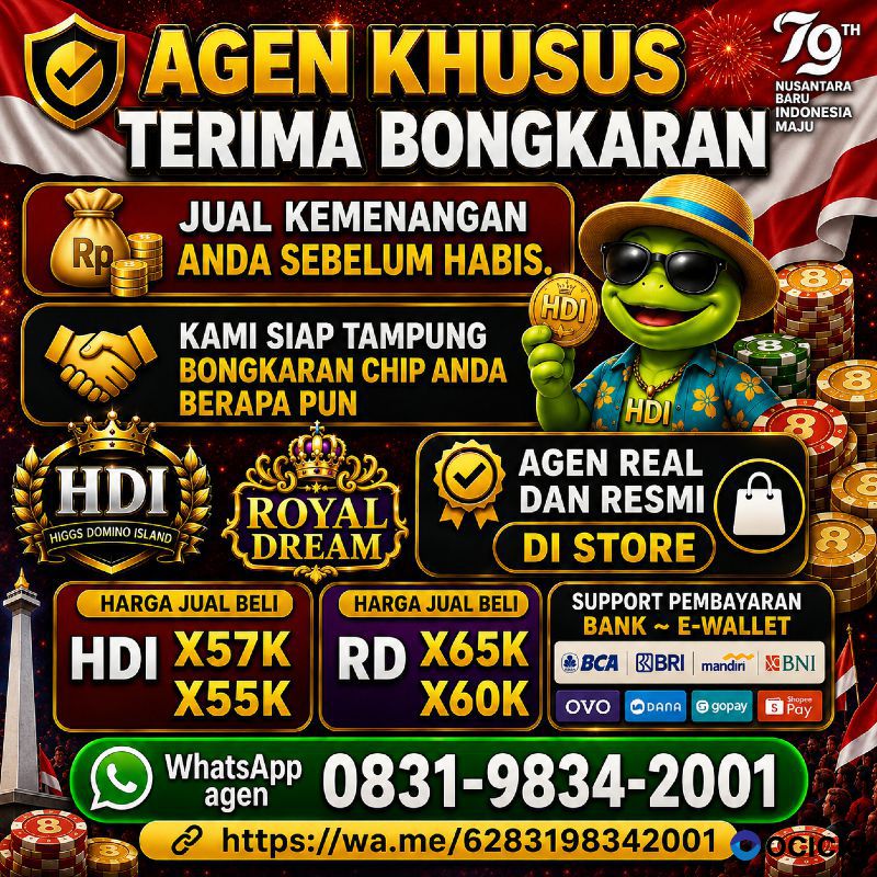 TERIMA BONGKAR CHIP HDI HIGGS DOMINO ISLAND JUAL BELI CHIP HDI WA 083198342001