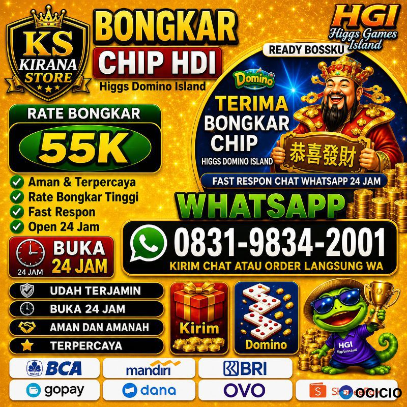 Terima Bongkaran Chip Higgs domino Island Amanah dan terpercaya Wa 083198342001