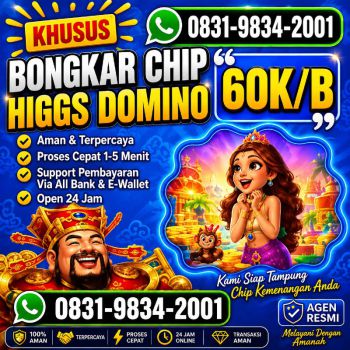 KHUSUS TERIMA BONGKAR CHIP DOMINO ISLAND HIGGS 🔥 BUKA 24JAM WA:0831-9834-2001