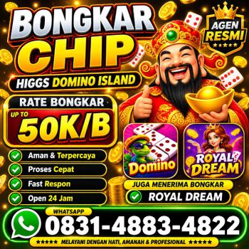 KHUSUS TERIMA BONGKAR CHIP DOMINO ISLAND HIGGS 🔥 BUKA 24JAM WA:0831-4883-4822