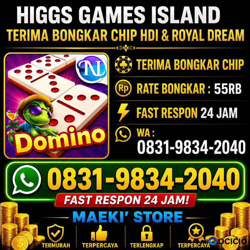 TERIMA BONGKAR CHIP HDI HIGGS DOMINO ISLAND JUAL BELI CHIP HDI WA 083198342040