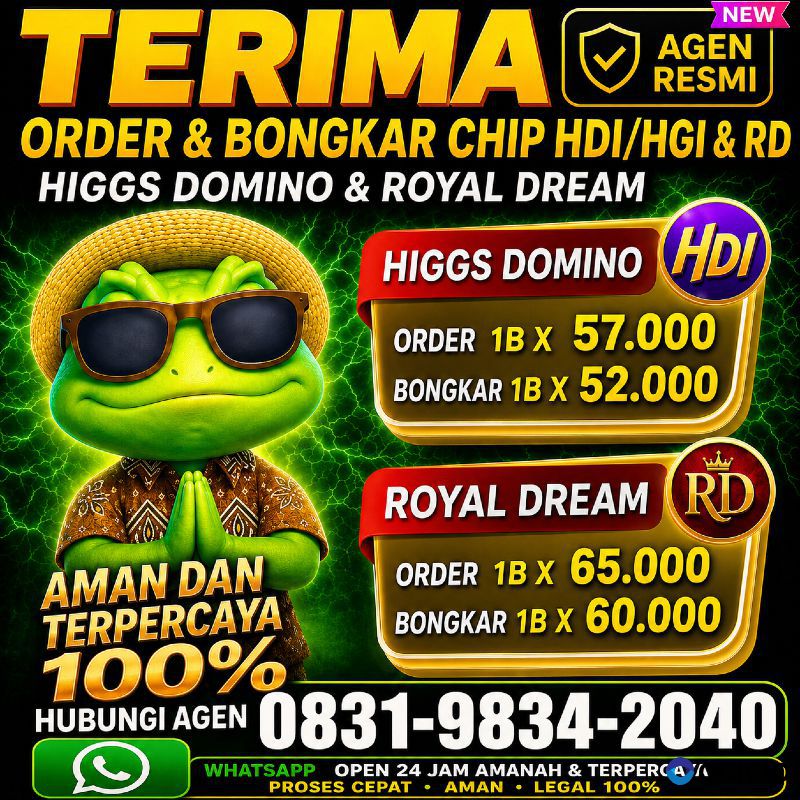 KHUSUS TERIMA BONGKAR CHIP DOMINO ISLAND HIGGS 🔥 BUKA 24JAM WA:0831-9834-2040
