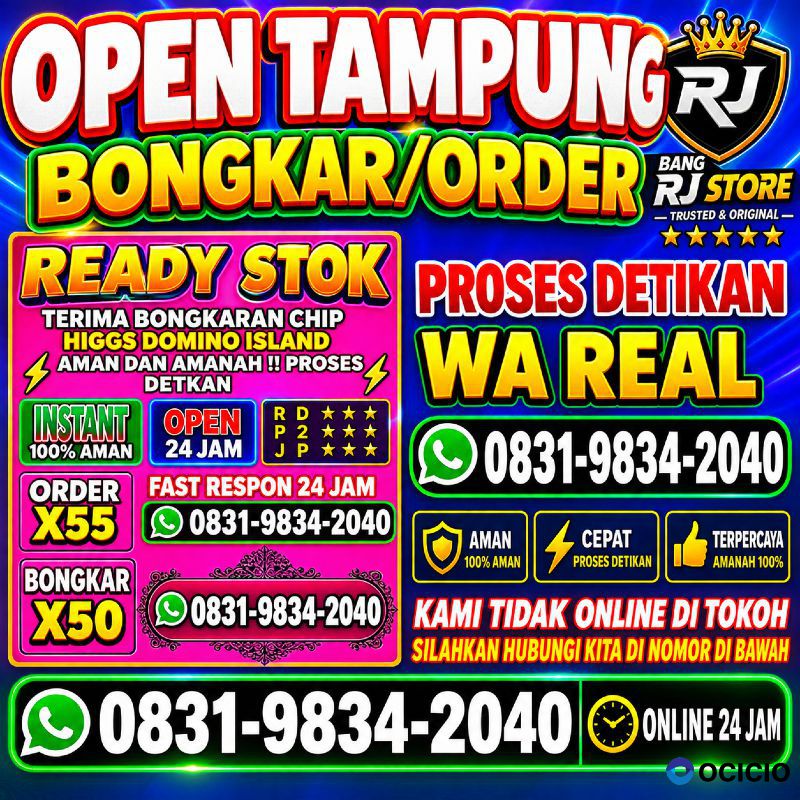 KHUSUS TERIMA BONGKAR CHIP DOMINO ISLAND HIGGS 🔥 BUKA 24JAM WA:0831-9834-2040
