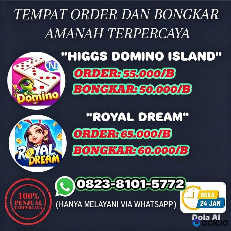 TERIMA BONGKAR CHIP DOMINO ISLAND HIGGS 🔥 BUKA 24JAM WA:0823-8101-5772