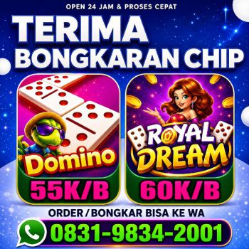 TERIMA BONGKAR CHIP HDI HIGGS DOMINO ISLAND DAN ROYAL DREAM WA 0831-9834-2001