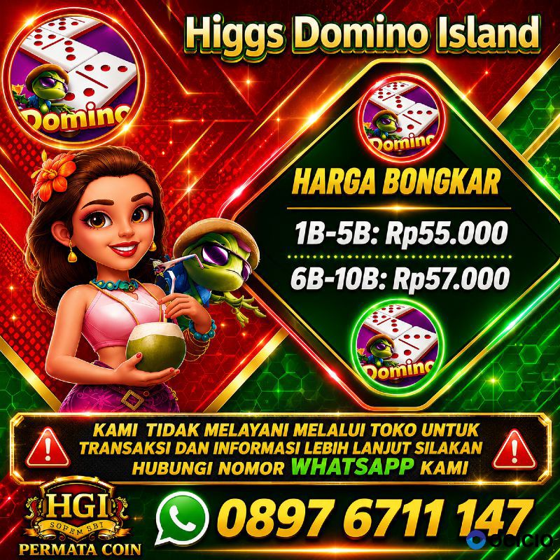 Open bongkaran chip higgs domino island amanah 0897 6711 147