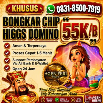 KHUSUS TERIMA BONGKAR CHIP DOMINO ISLAND HIGGS 🔥 BUKA 24JAM WA:0831-8500-7919