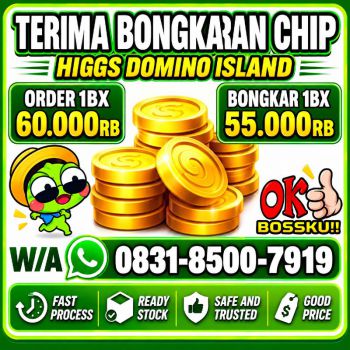 KHUSUS TERIMA BONGKAR CHIP DOMINO ISLAND HIGGS 🔥 BUKA 24JAM WA:0831-8500-7919