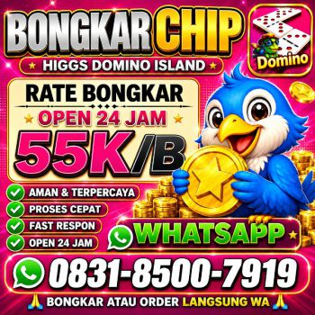 KHUSUS TERIMA BONGKAR CHIP DOMINO ISLAND HIGGS 🔥 BUKA 24JAM WA:0831-8500-7919