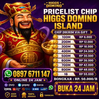 KHUSUS TERIMA BONGKARAN CHIP HIGGS DOMINO ISLAND TERPERCAYA AGEN RESMI