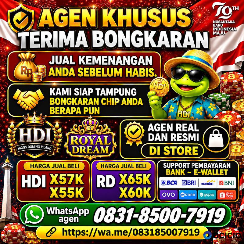 TERIMA BONGKAR CHIP HDI HIGGS DOMINO ISLAND DAN ROYAL DREAM WA 0831-8500-7919